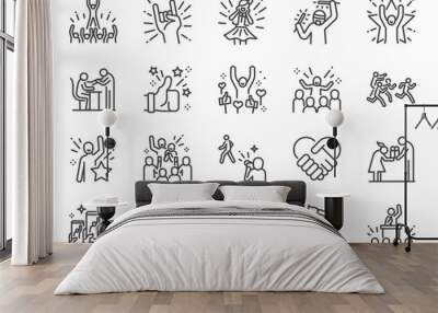 Idol line icon set. Included icons as popular, famous, star, singer, actor, actress and more. Wall mural